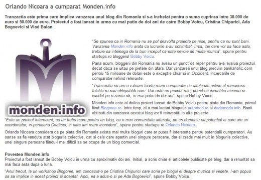 Anunt vanzare @ StartUps
