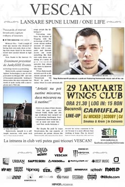Concert: Vescan lanseaza Spune Lumii / One Life in Wings Club