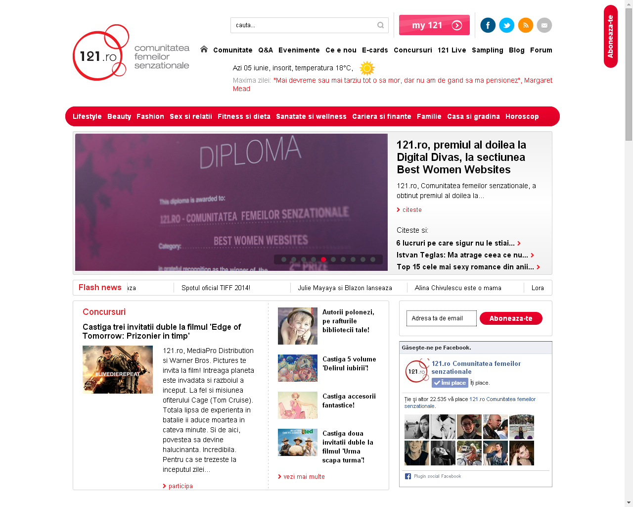 121.ro a obţinut premiul al doilea la Digital Divas, la secţiunea Best Women sites