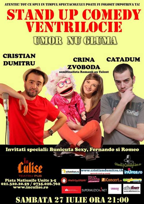 Stand Up Comedy si Ventrilocie @ In Culise Teatru Pub