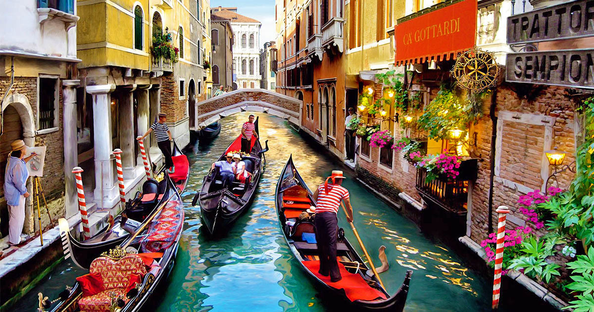 VIDEO) O plimbare de 3 ore pe cele mai frumoase canale din Venetia. Istoria  orasului a inceput in urma cu 1600 de ani. In prezent, e format din 124 de  insule si 438 de poduri.