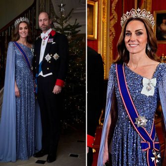 Galerie foto. Printesa de Wales poarta pentru prima data tiara Reginei Victoria la banchetul de stat pentru Germania de la Castelul Windsor.