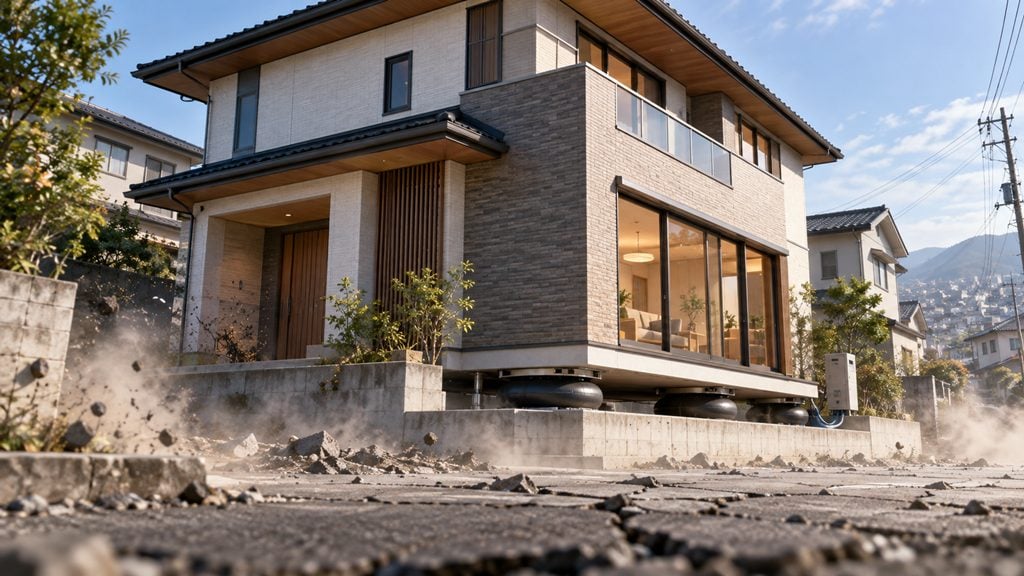 Japonia foloseste o tehnologie prin care casele se ridica de la sol in timpul cutremurelor Locuintele „plutitoare” reduc impactul miscarilor seismice cu ajutorul aerului comprimat